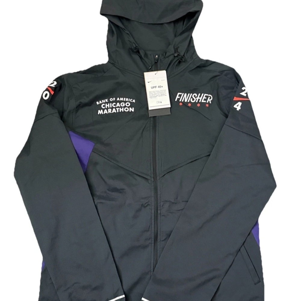 Nike Chicago Marathon 2024 Men’s Size M Black Purple Windrunner Finisher Jacket